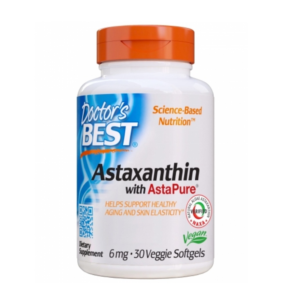 DR.'S BEST ASTAXANTHIN W/ASTAPURE (6mg), 30 veg. softgel kapsula